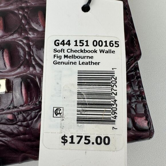 Brahmin Cordelia Trifold Wallet Checkbook in Fig Jam Croc Embossed Leather NEW - Picture 9 of 13